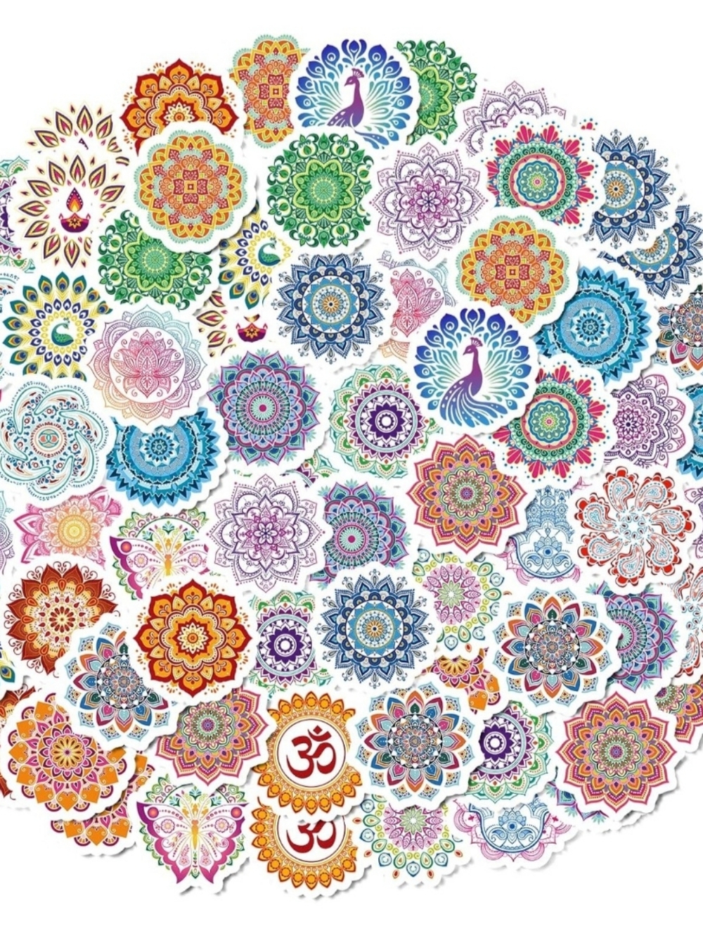 New 50 Pieces Colourful Diwali Mandala Stickers